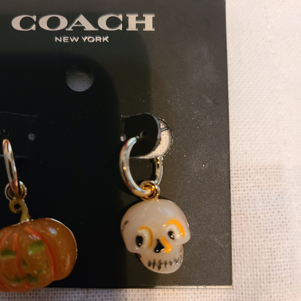 Coach Halloween Skull and Pumpkin Earrings